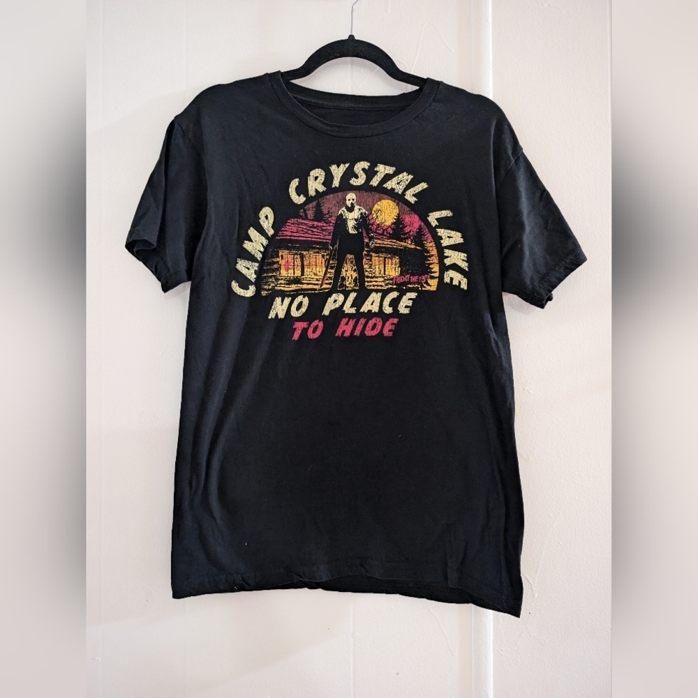 Black Graphic Tee - Camp Crystal Lake Jason Friday The 13th